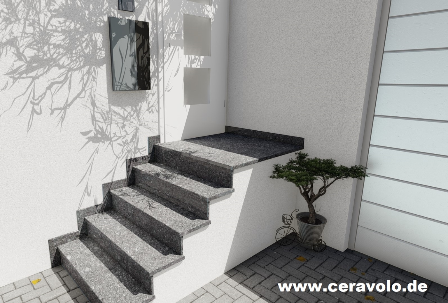Kleine Außentreppe Granit Azul Noche - Marmor Ceravolo