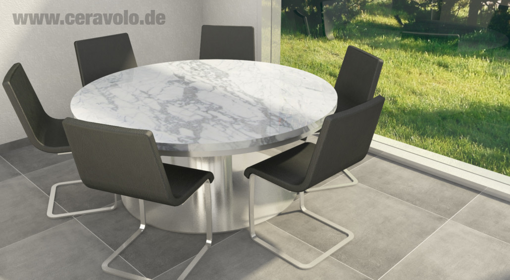 Ronde marmeren tafelplaat Carrara